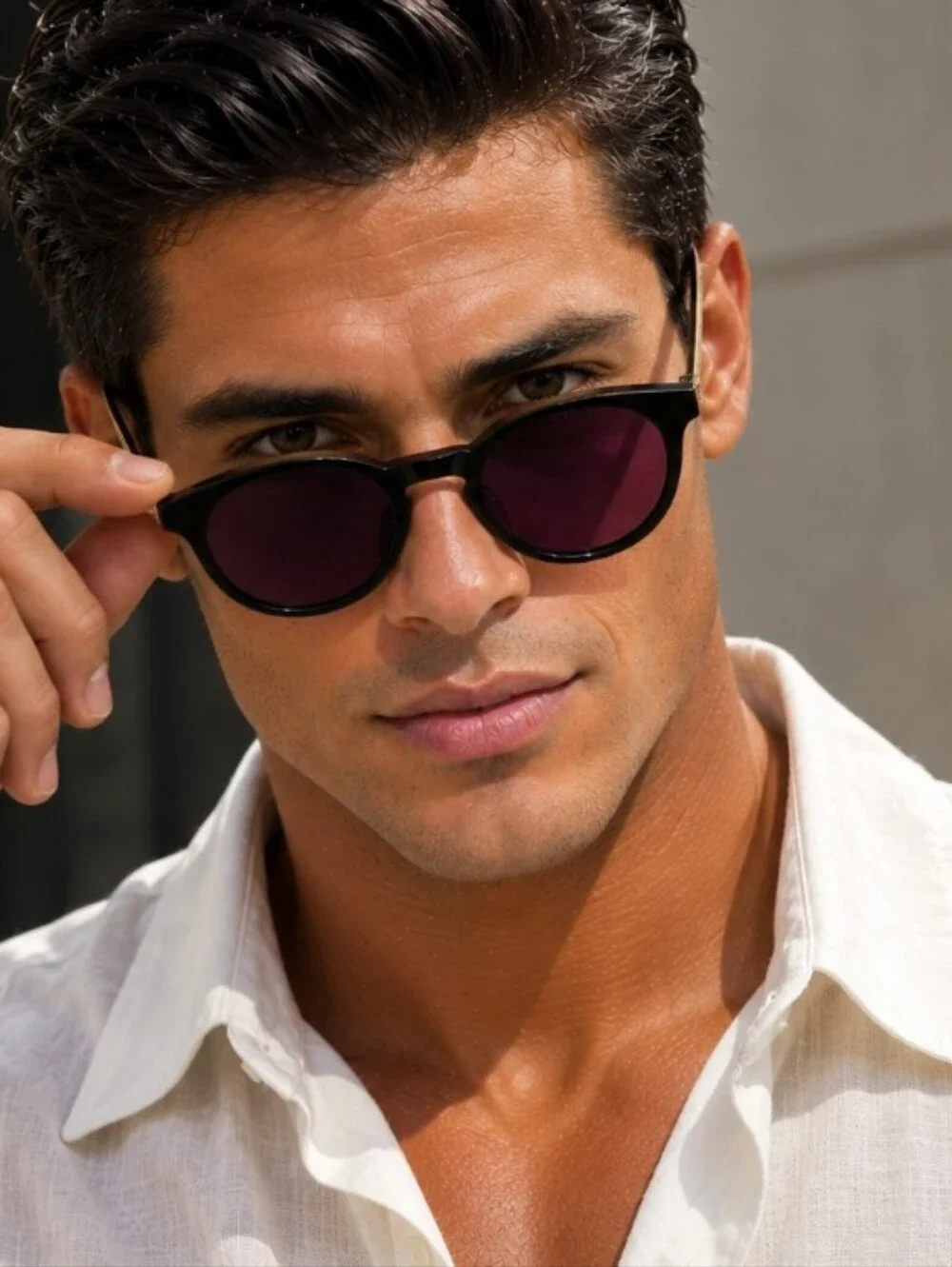 Oscar de la Renta Black Frames with Purple Lenses Sunglasses